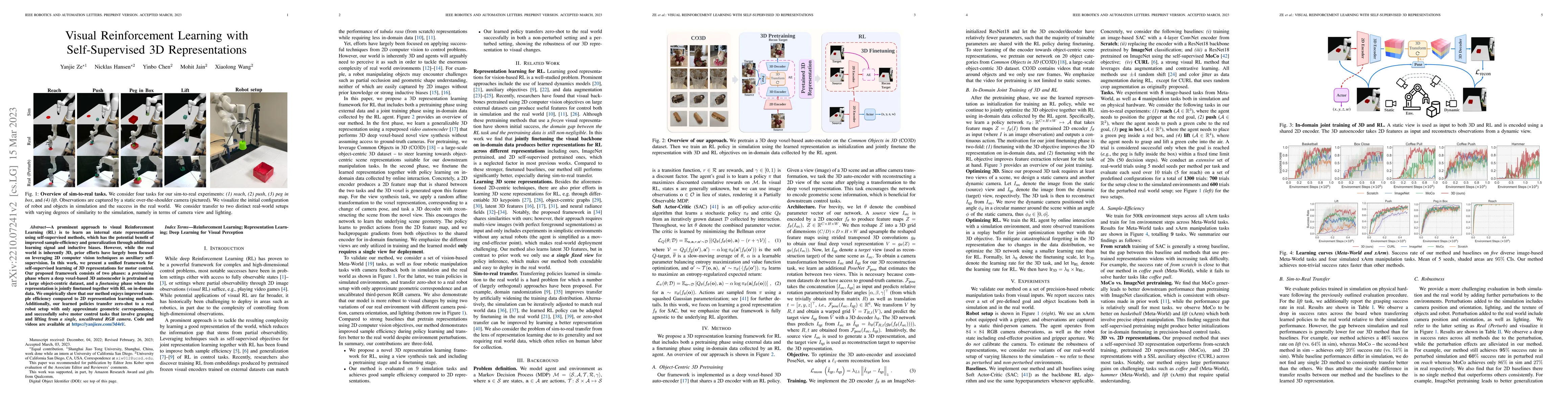 Thumbnail for Visual Reinforcement Learning with Self-Supervised 3D Representations