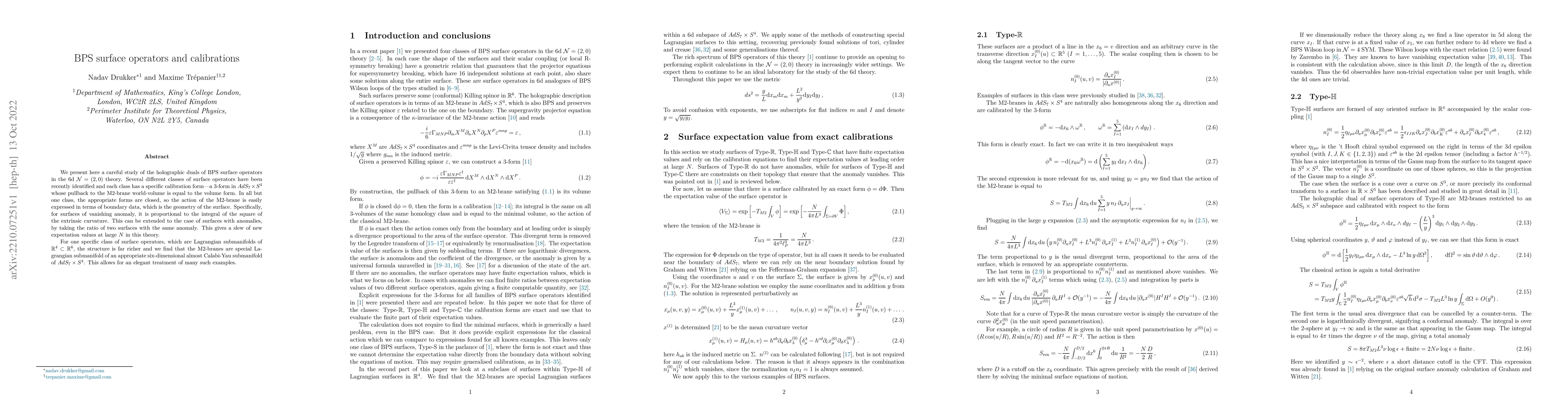 Thumbnail for BPS surface operators and calibrations