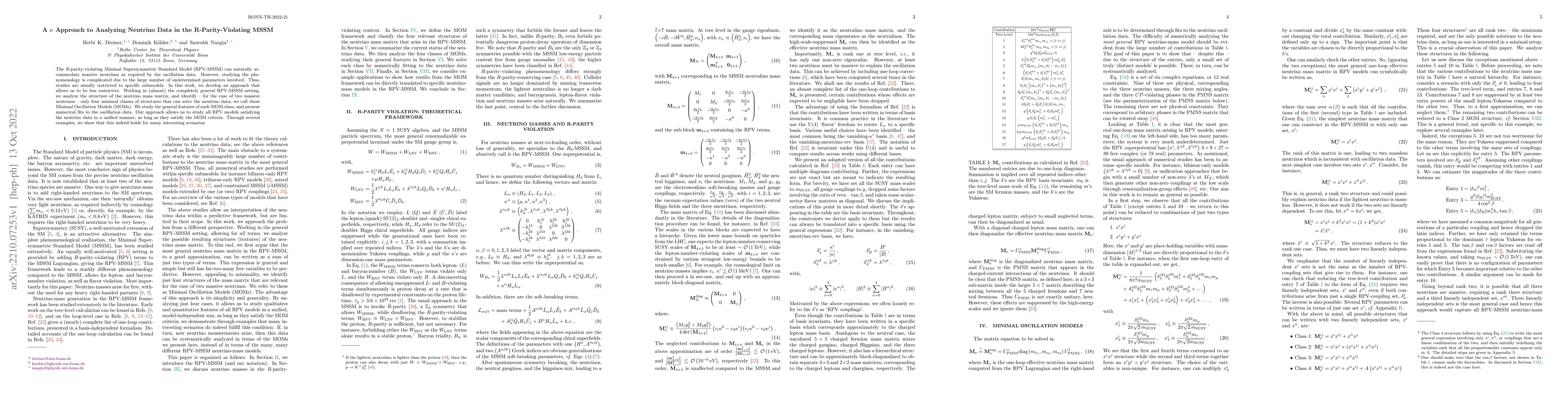 Thumbnail for A $\nu$ Approach to Analyzing Neutrino Data in the
  $\mathbf{R}$-Parity-Violating MSSM