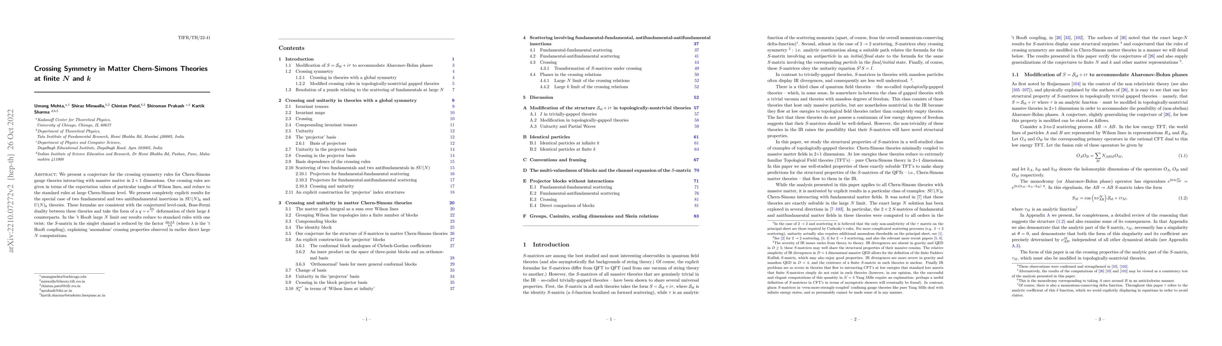 Thumbnail for Crossing Symmetry in Matter Chern-Simons Theories at finite $N$ and $k$