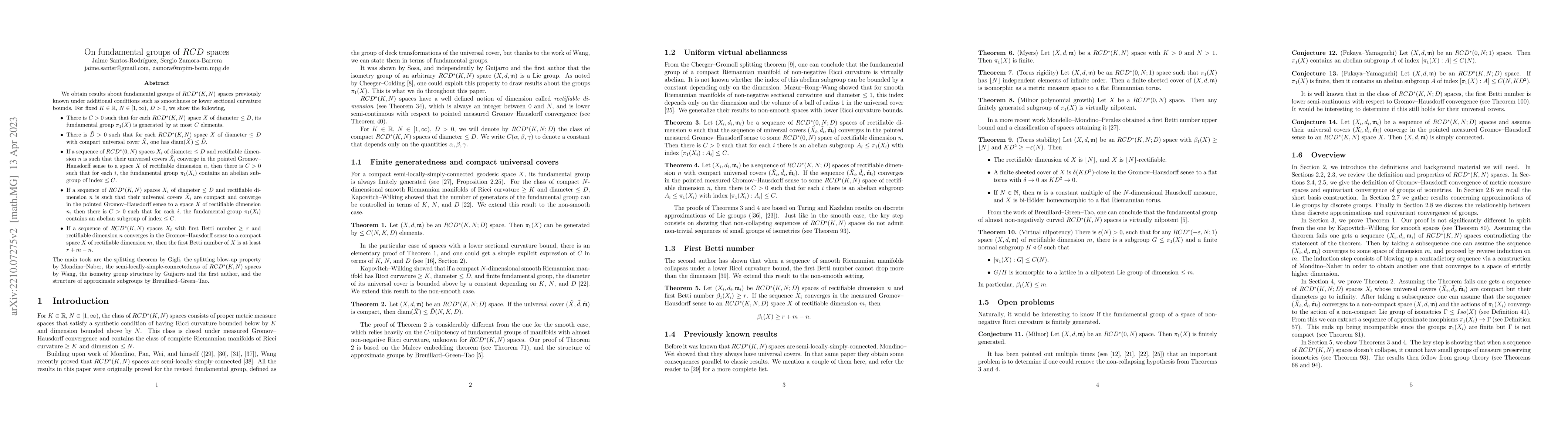 Thumbnail for On fundamental groups of RCD spaces