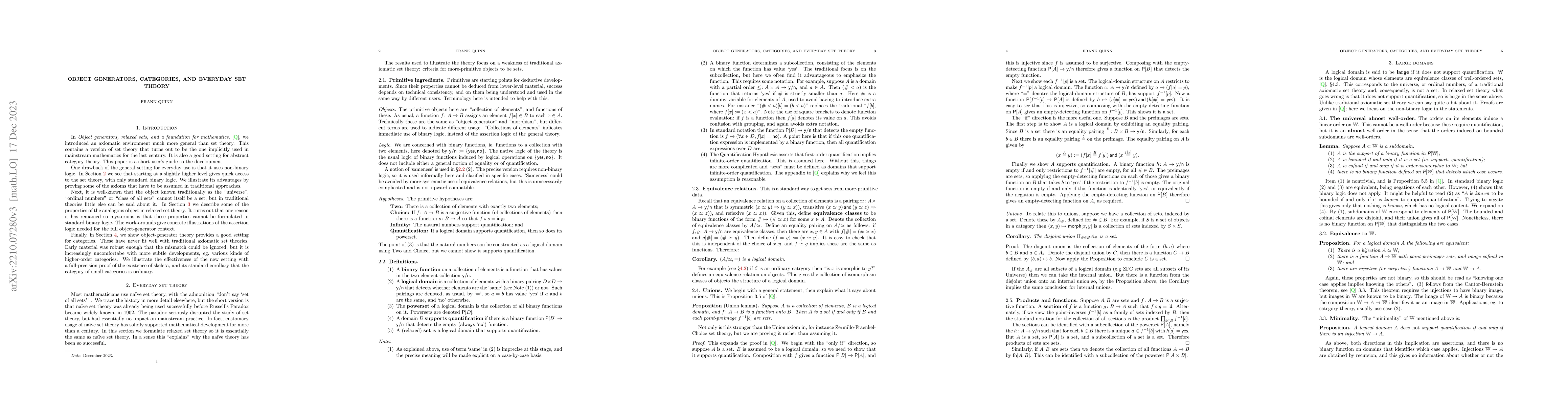 Thumbnail for Object generators, categories, and everyday set theory