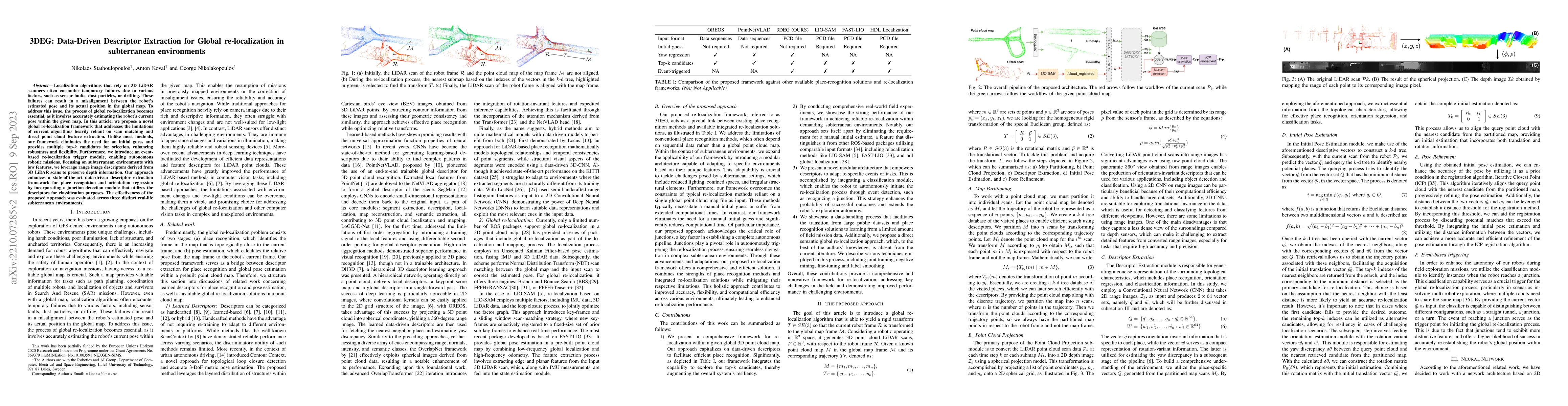 Thumbnail for 3DEG: Data-Driven Descriptor Extraction for Global re-localization in
  subterranean environments