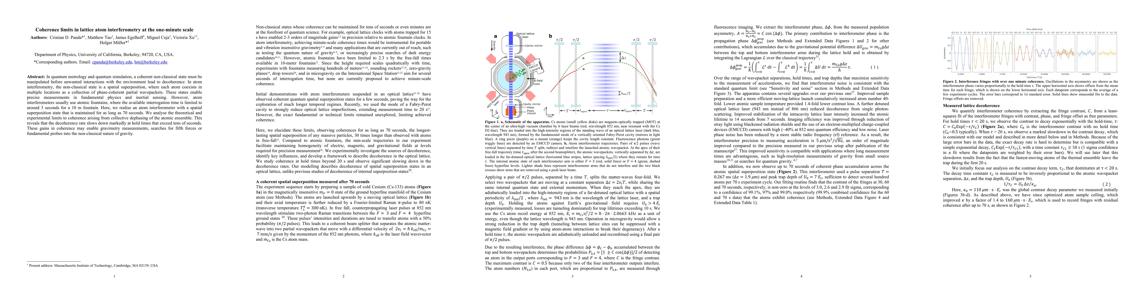 Thumbnail for Coherence limits in lattice atom interferometry at the one-minute scale