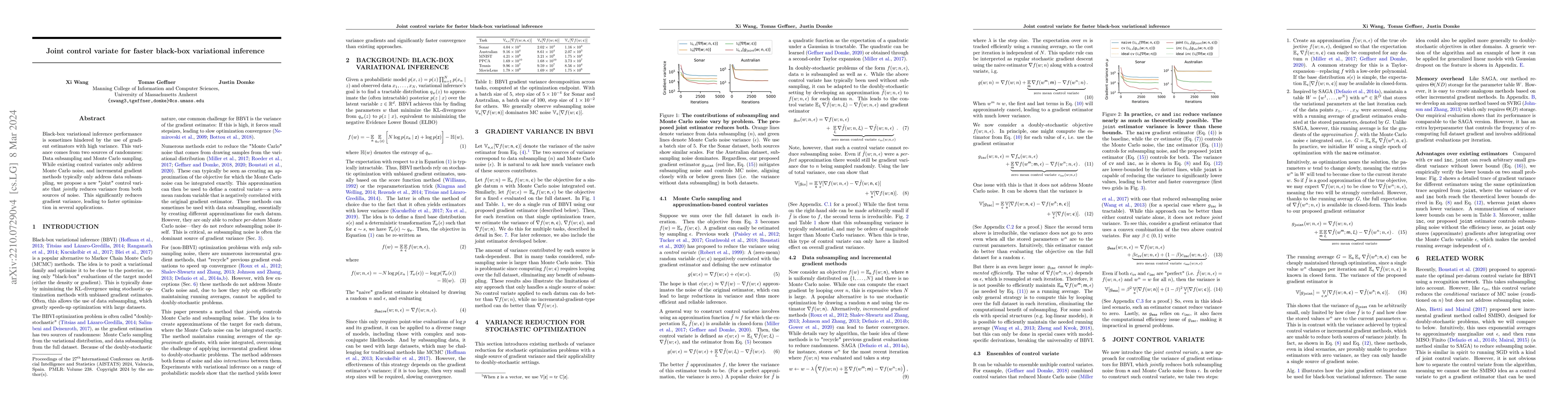 Thumbnail for Joint control variate for faster black-box variational inference