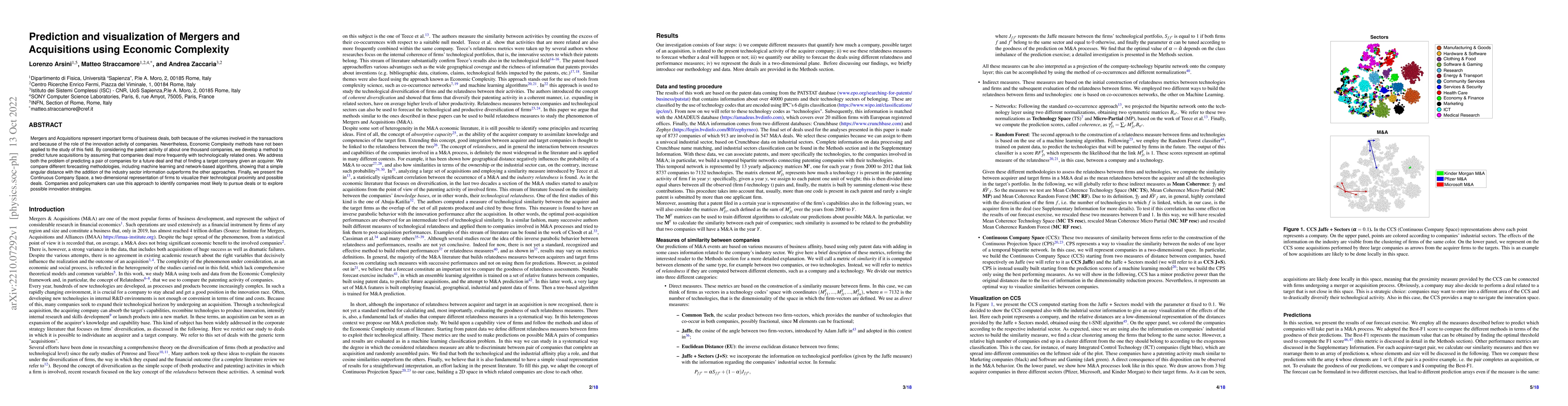 Thumbnail for Prediction and visualization of Mergers and Acquisitions using Economic
  Complexity
