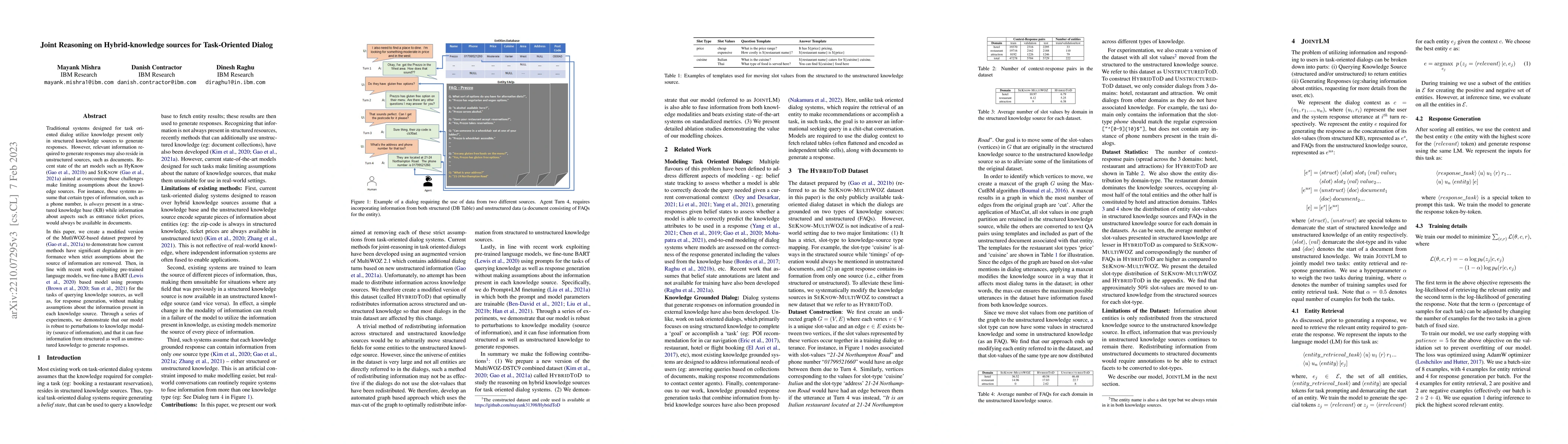 Thumbnail for Joint Reasoning on Hybrid-knowledge sources for Task-Oriented Dialog