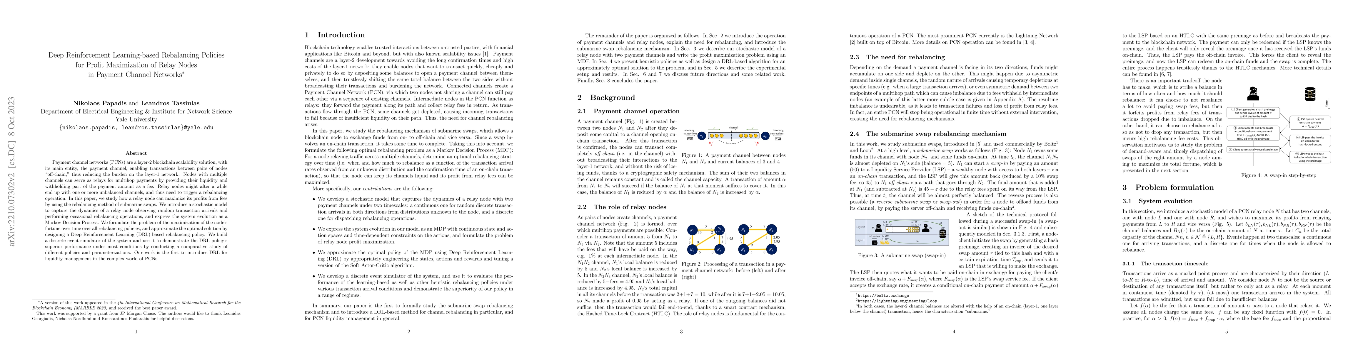 Thumbnail for Deep Reinforcement Learning-based Rebalancing Policies for Profit
  Maximization of Relay Nodes in Payment Channel Networks