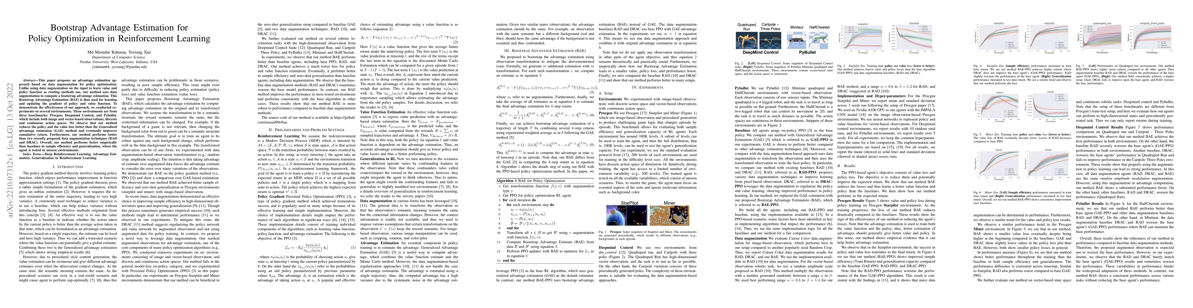 Thumbnail for Bootstrap Advantage Estimation for Policy Optimization in Reinforcement
  Learning