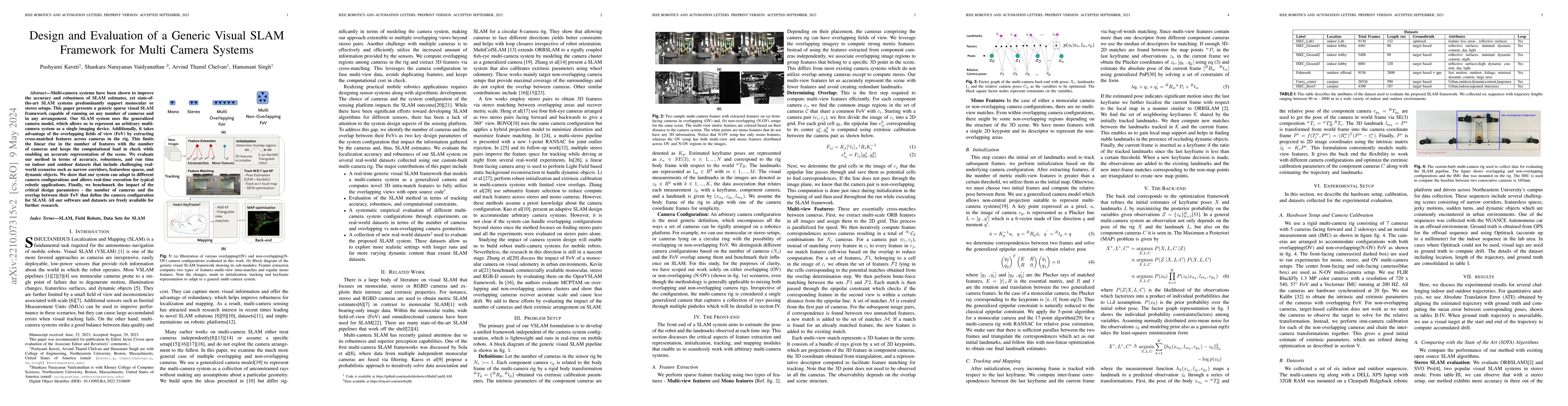 Thumbnail for Design and Evaluation of a Generic Visual SLAM Framework for
  Multi-Camera Systems