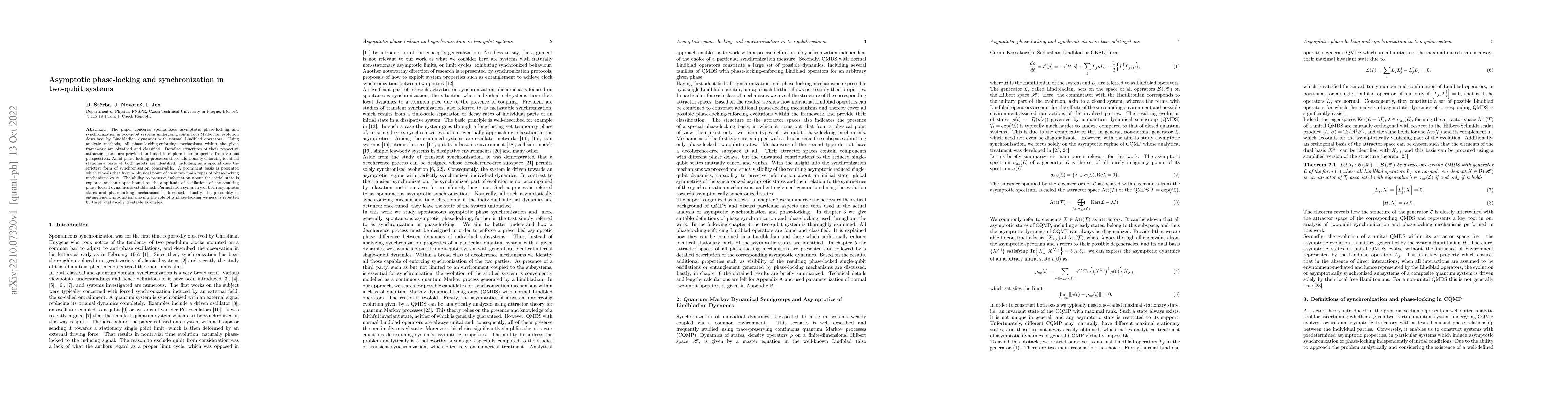 Thumbnail for Asymptotic phase-locking and synchronization in two-qubit systems