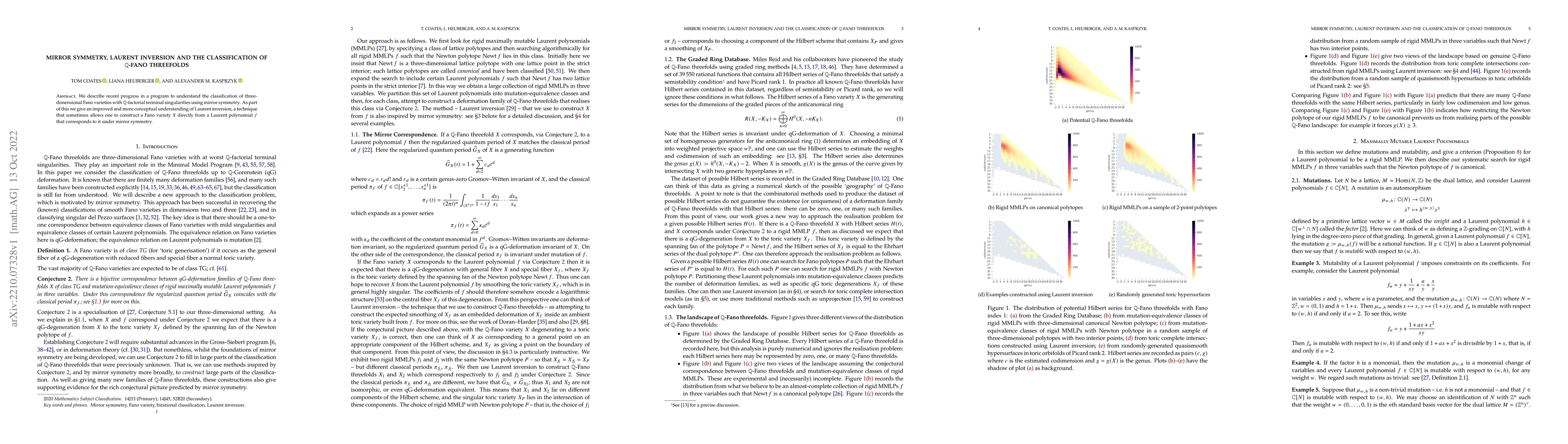 Thumbnail for Mirror Symmetry, Laurent Inversion and the Classification of
  $\mathbb{Q}$-Fano Threefolds