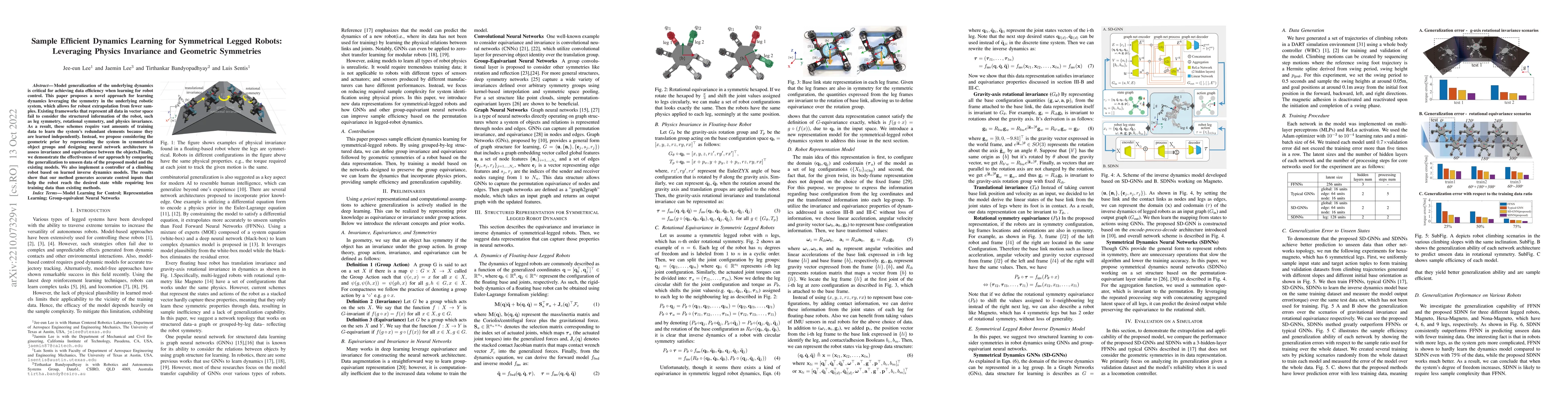 Thumbnail for Sample Efficient Dynamics Learning for Symmetrical Legged
  Robots:Leveraging Physics Invariance and Geometric Symmetries