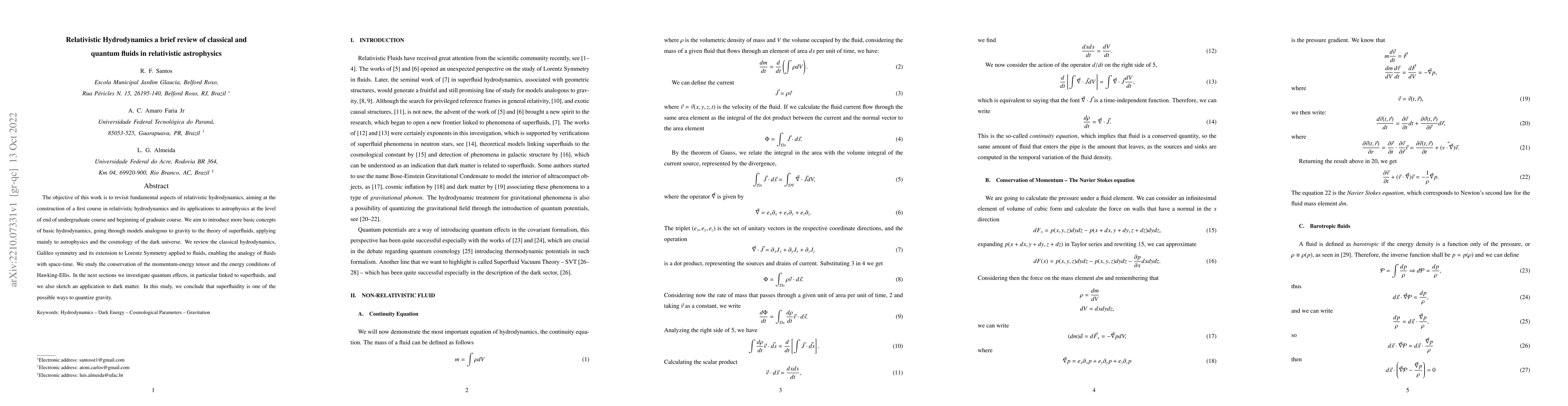Thumbnail for Relativistic Hydrodynamics a brief review of classical and quantum
  fluids in relativistic astrophysics