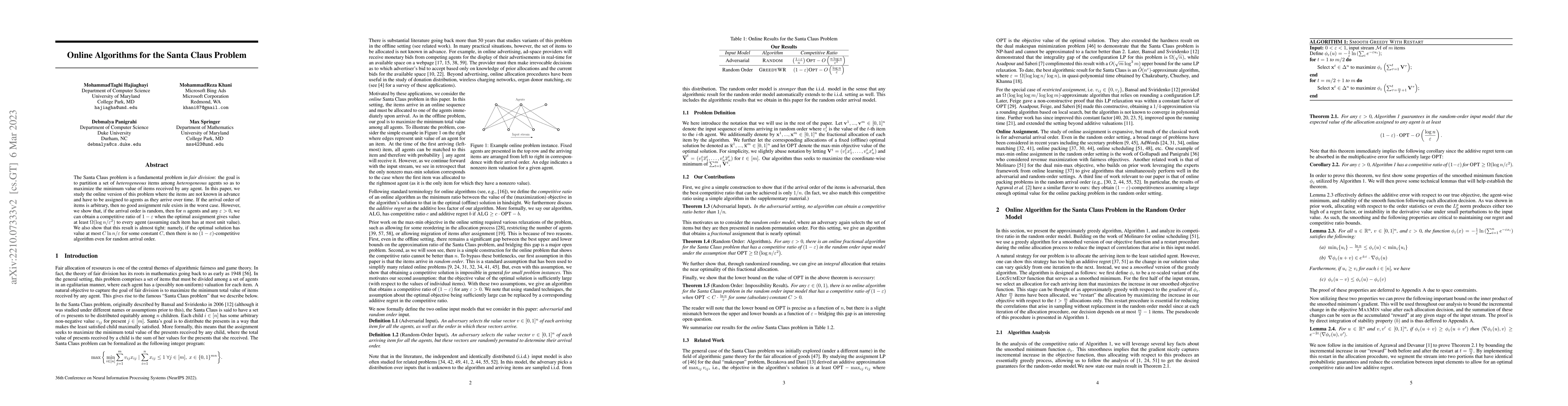 Thumbnail for Online Algorithms for the Santa Claus Problem