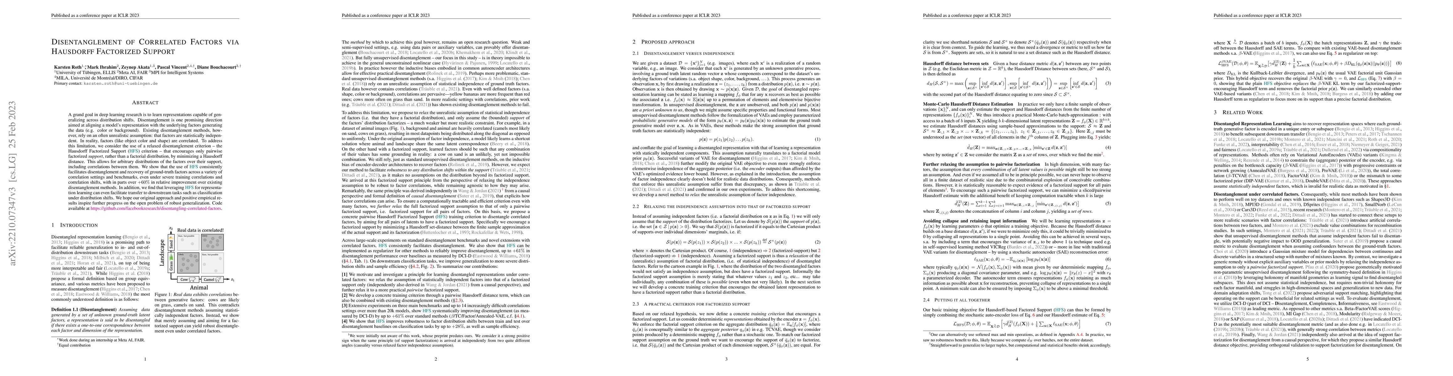 Thumbnail for Disentanglement of Correlated Factors via Hausdorff Factorized Support
