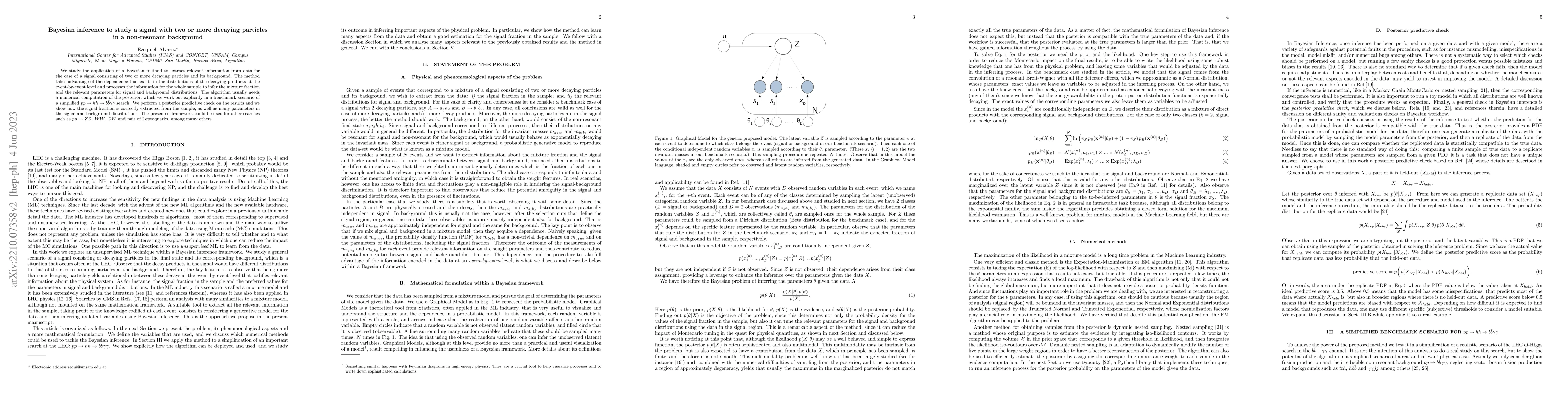 Thumbnail for Bayesian inference to study a signal with two or more decaying particles
  in a non-resonant background