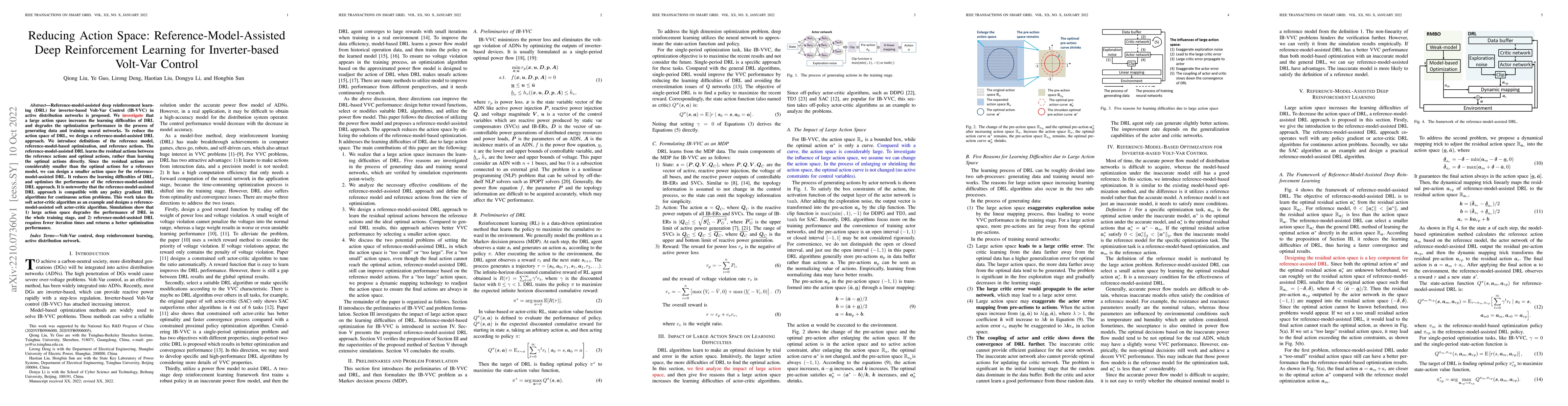 Thumbnail for Reducing Action Space: Reference-Model-Assisted Deep Reinforcement
  Learning for Inverter-based Volt-Var Control