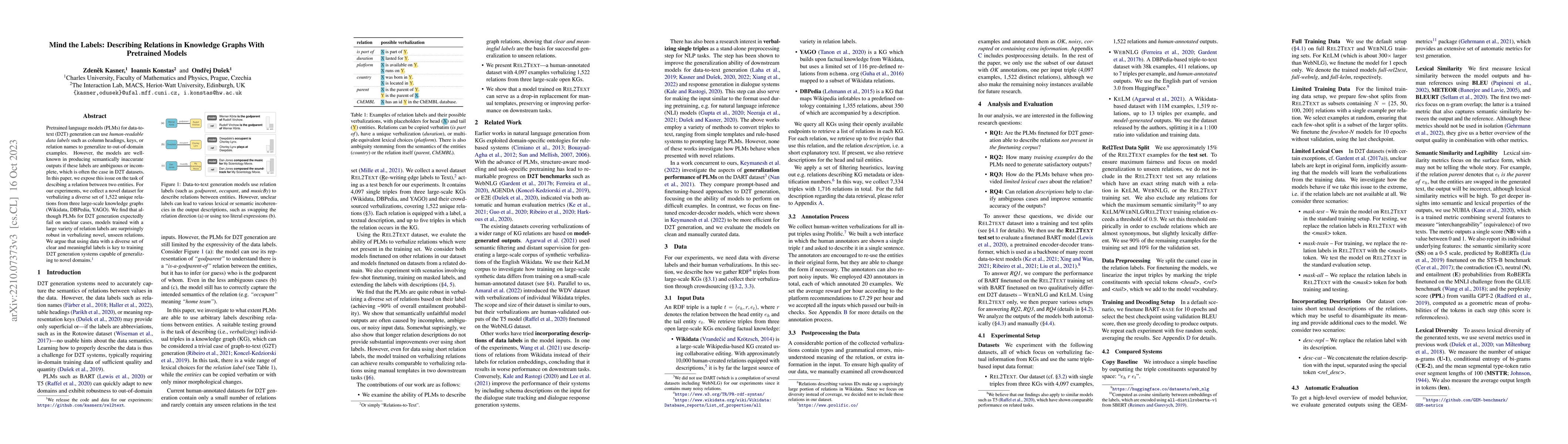 Thumbnail for Mind the Labels: Describing Relations in Knowledge Graphs With
  Pretrained Models