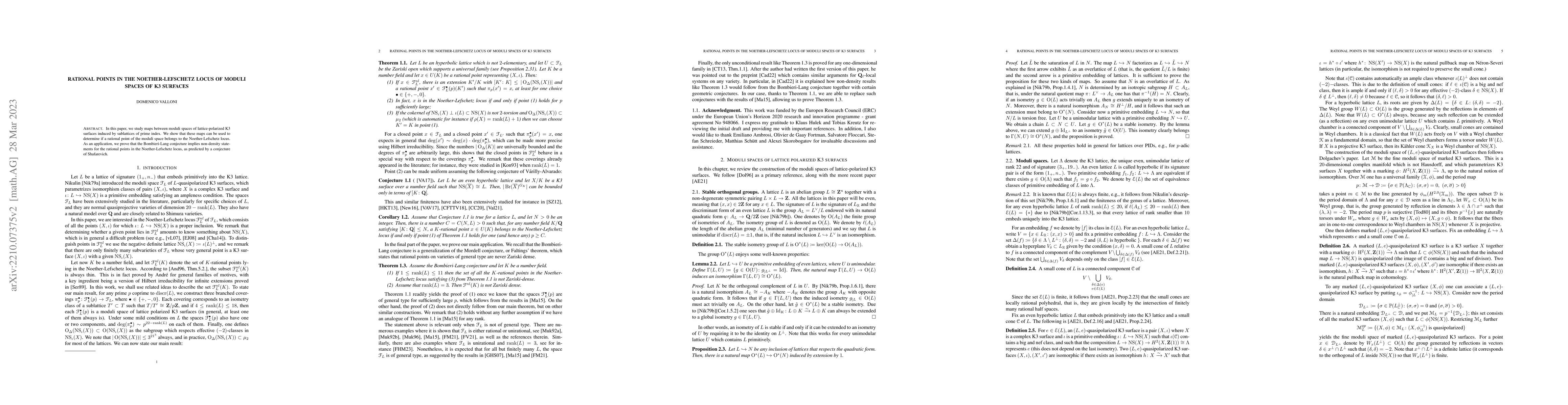 Thumbnail for Rational points in the Noether-Lefschetz locus of moduli spaces of K3
  surfaces