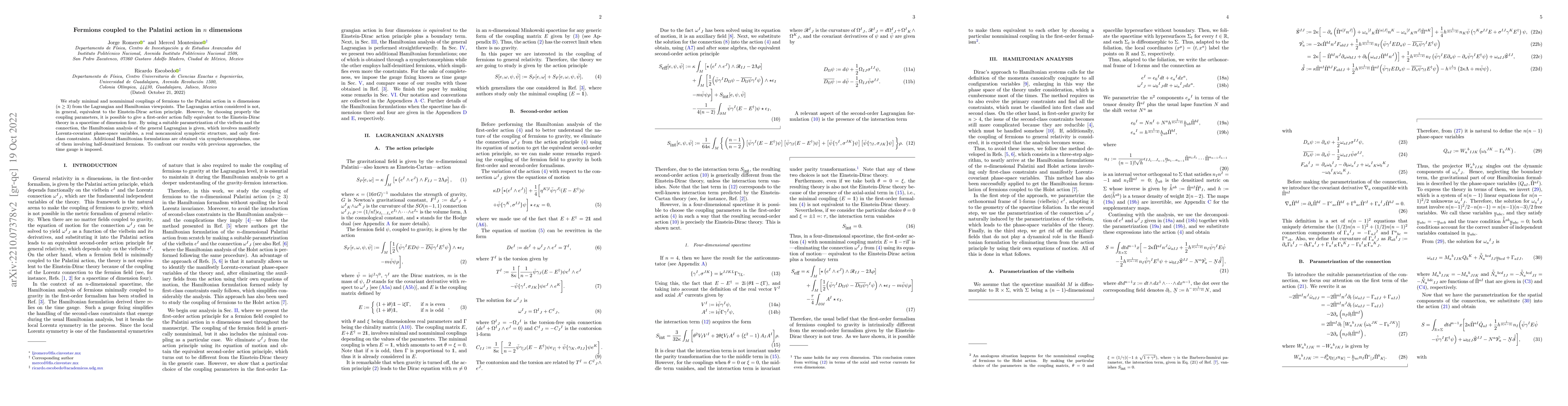 Thumbnail for Fermions coupled to the Palatini action in $n$ dimensions