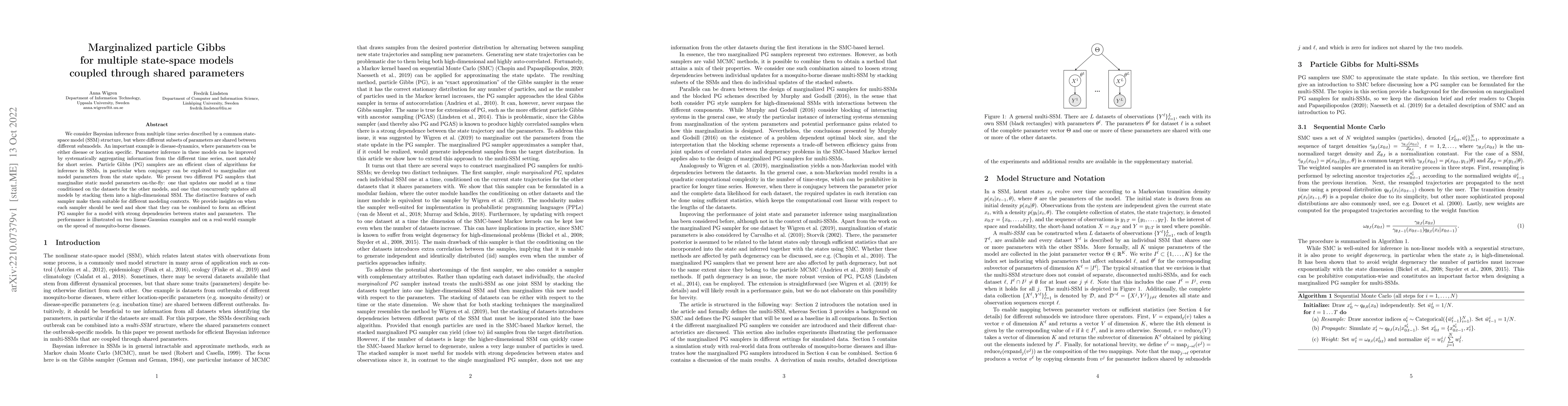Thumbnail for Marginalized particle Gibbs for multiple state-space models coupled
  through shared parameters