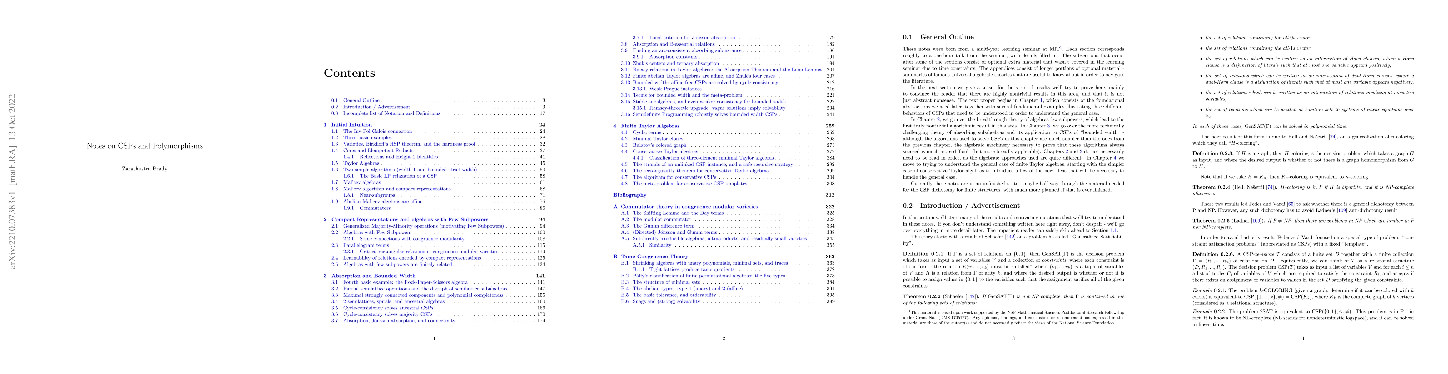 Thumbnail for Notes on CSPs and Polymorphisms