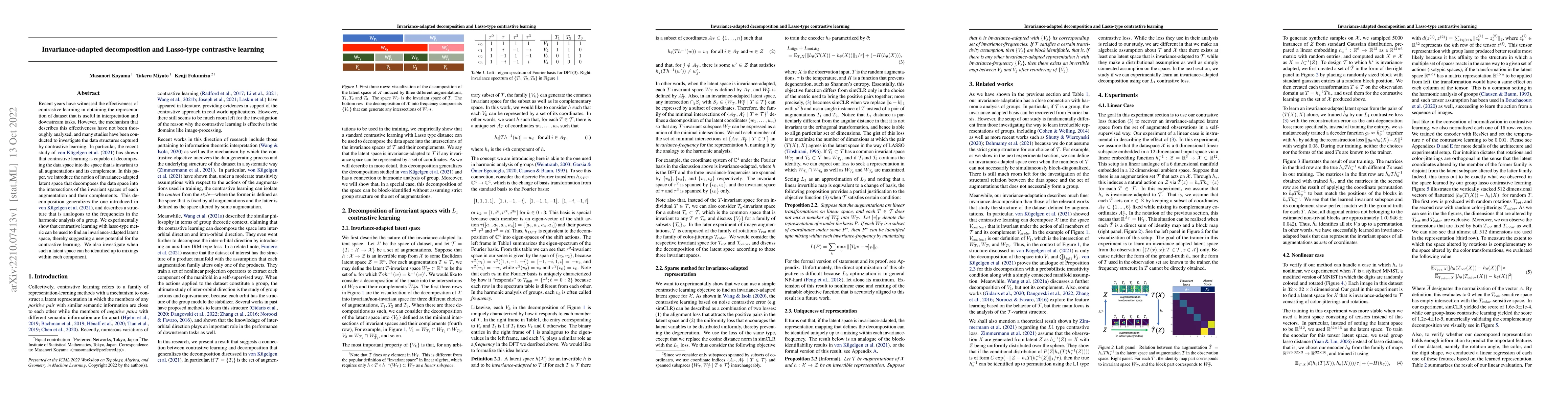 Thumbnail for Invariance-adapted decomposition and Lasso-type contrastive learning