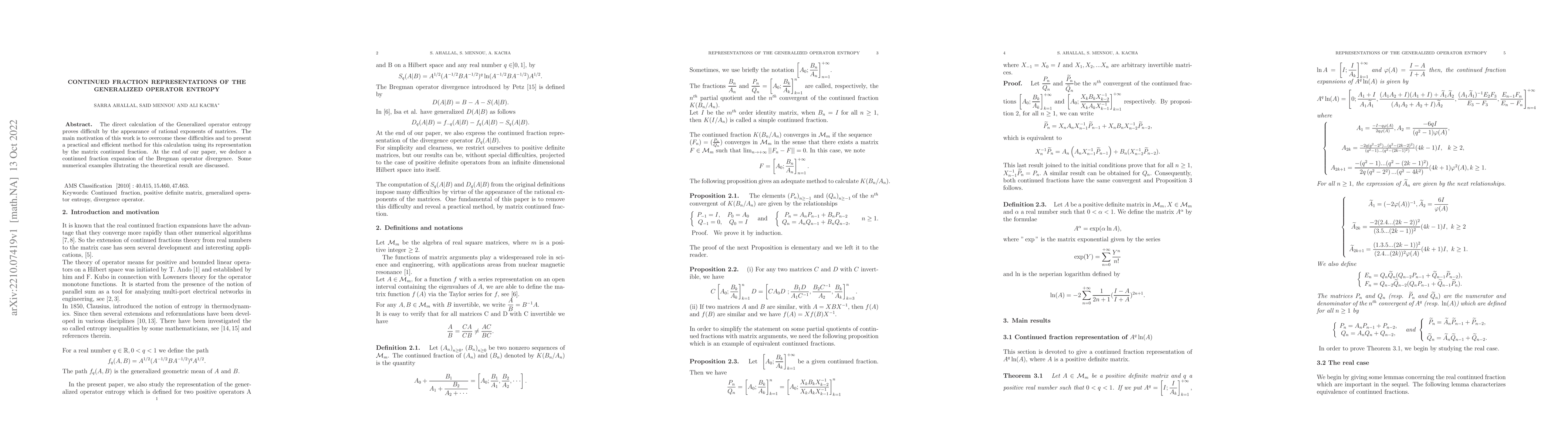 Thumbnail for Continued fraction representations of the generalized operator entropy