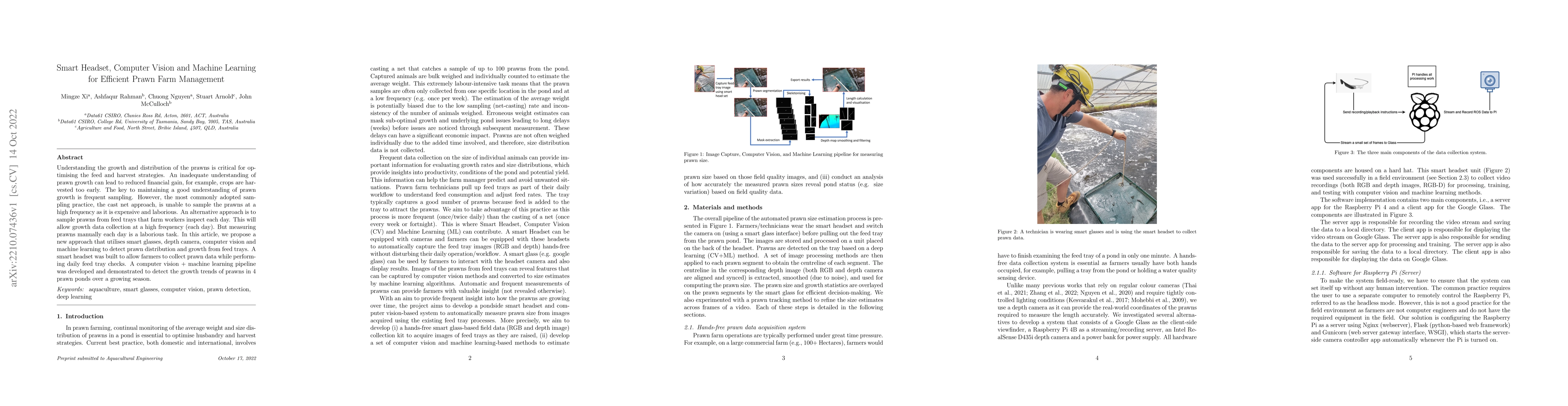 Thumbnail for Smart Headset, Computer Vision and Machine Learning for Efficient Prawn
  Farm Management
