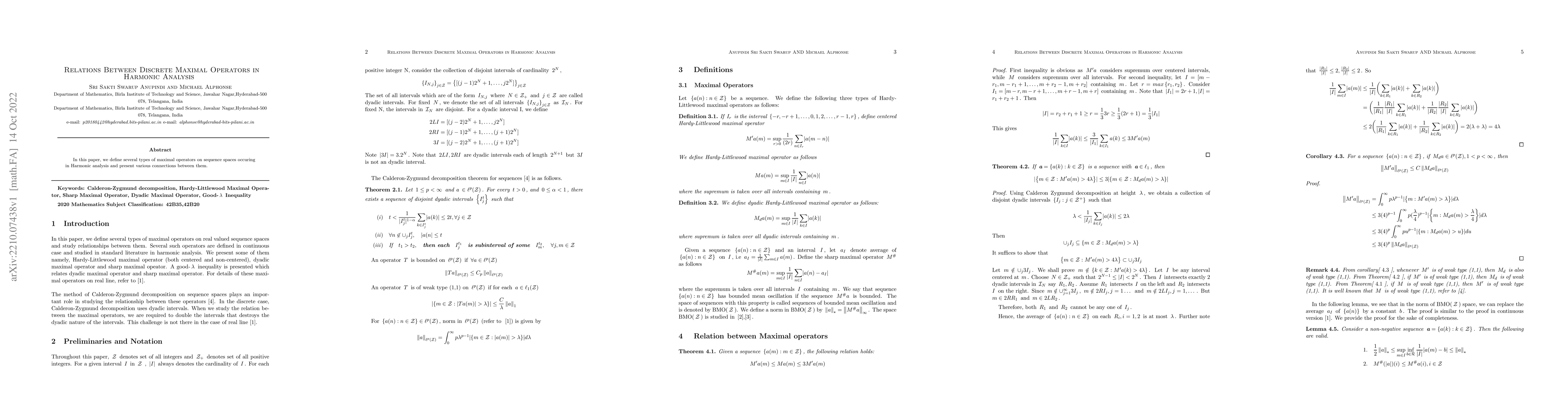 Thumbnail for Relations Between Discrete Maximal Operators in Harmonic Analysis