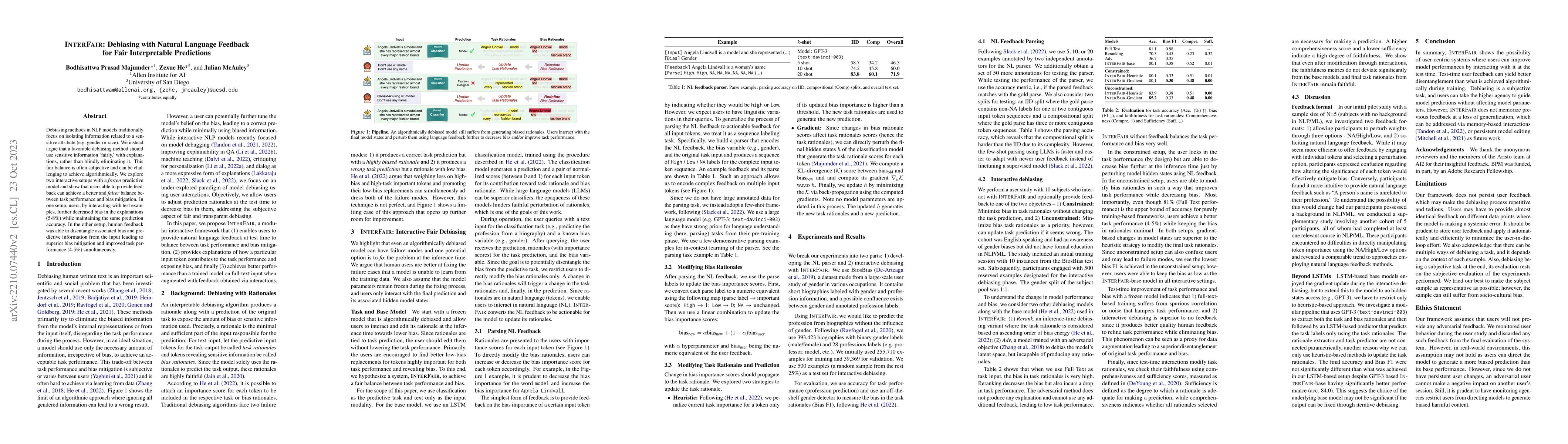 Thumbnail for InterFair: Debiasing with Natural Language Feedback for Fair
  Interpretable Predictions