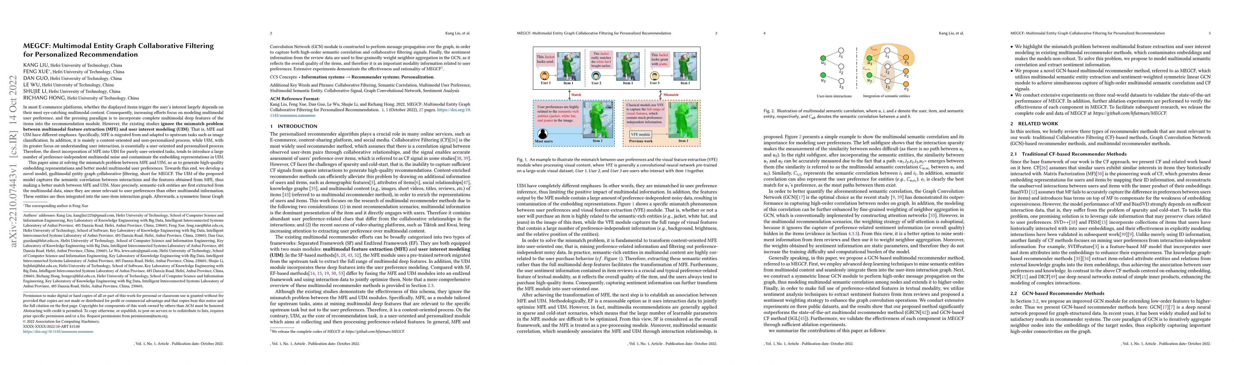 Thumbnail for MEGCF: Multimodal Entity Graph Collaborative Filtering for Personalized
  Recommendation