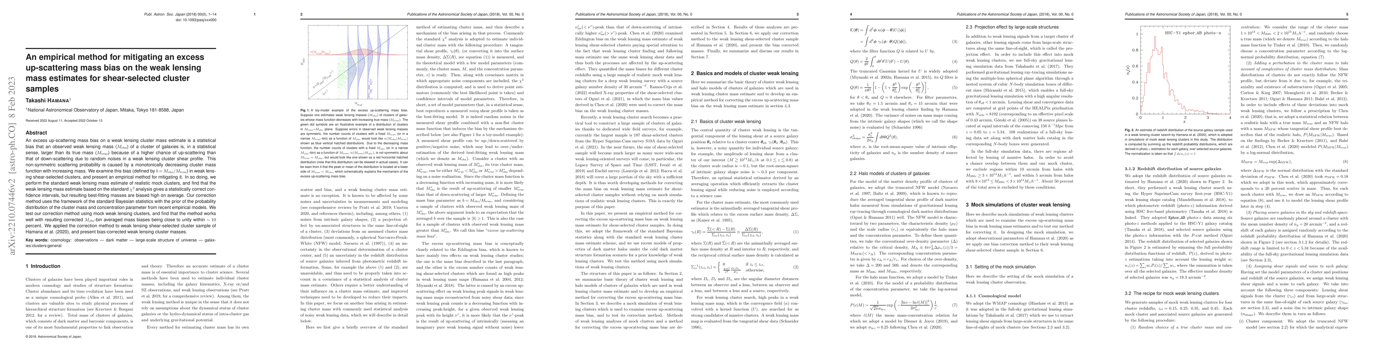 Thumbnail for An empirical method for mitigating an excess up-scattering mass bias on
  the weak lensing mass estimates for shear-selected cluster samples