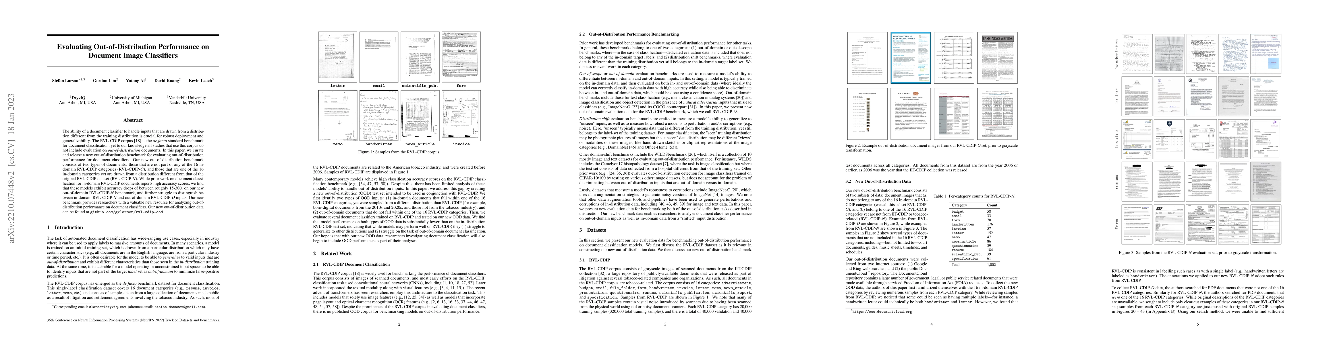 Thumbnail for Evaluating Out-of-Distribution Performance on Document Image Classifiers
