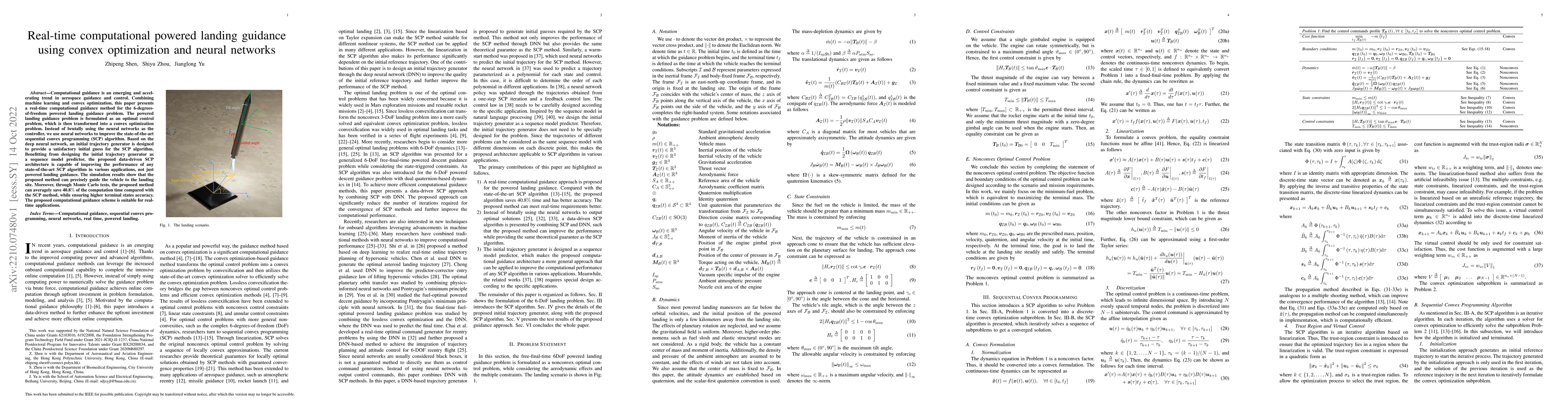 Thumbnail for Real-time computational powered landing guidance using convex
  optimization and neural networks