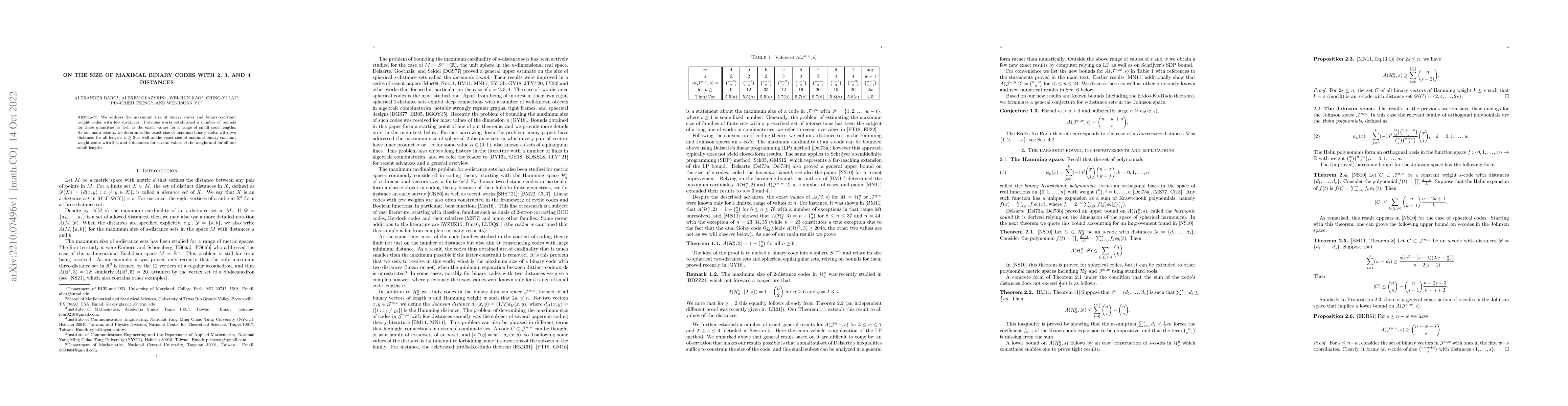 Thumbnail for On the size of maximal binary codes with 2, 3, and 4 distances
