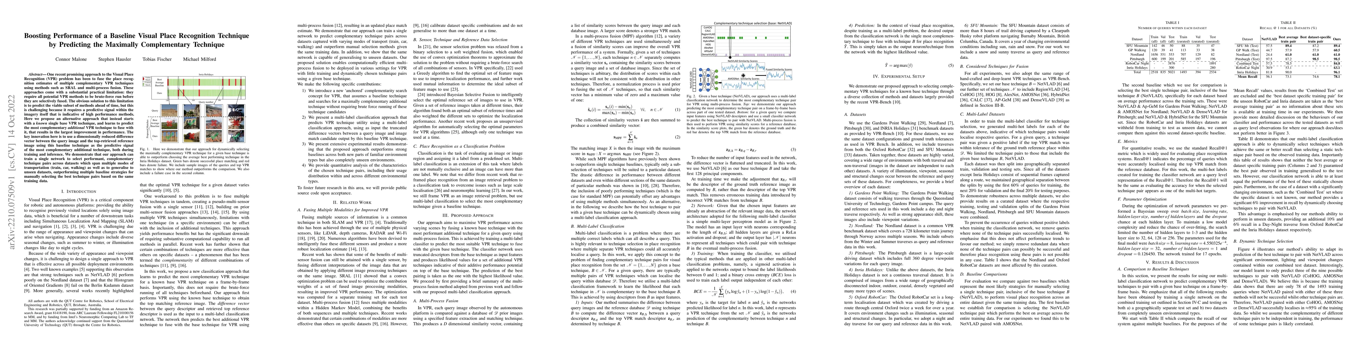 Thumbnail for Boosting Performance of a Baseline Visual Place Recognition Technique by
  Predicting the Maximally Complementary Technique