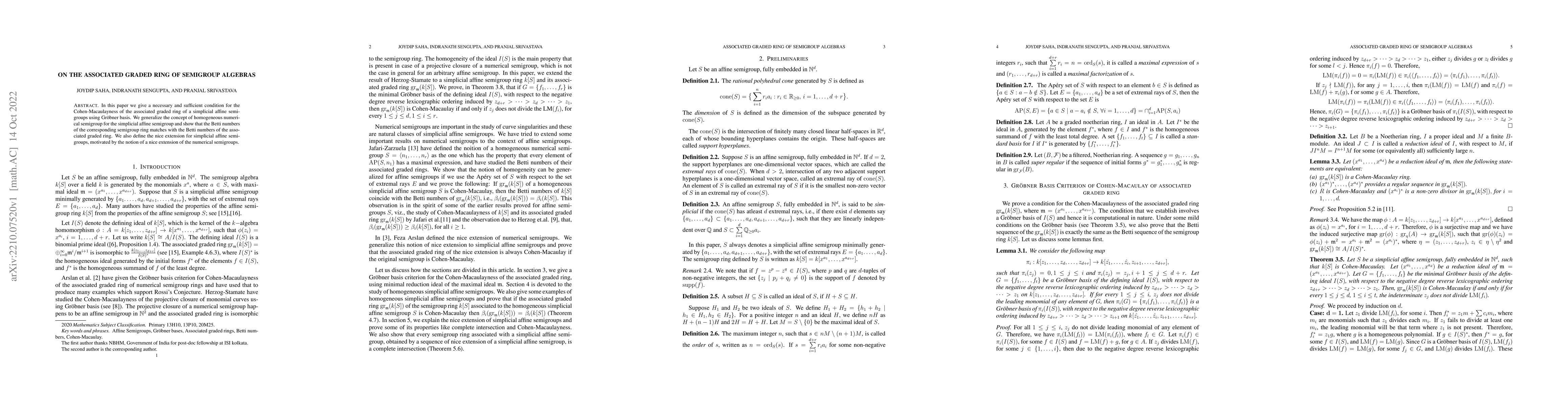 Thumbnail for On the Associated Graded ring of Semigroup Algebras