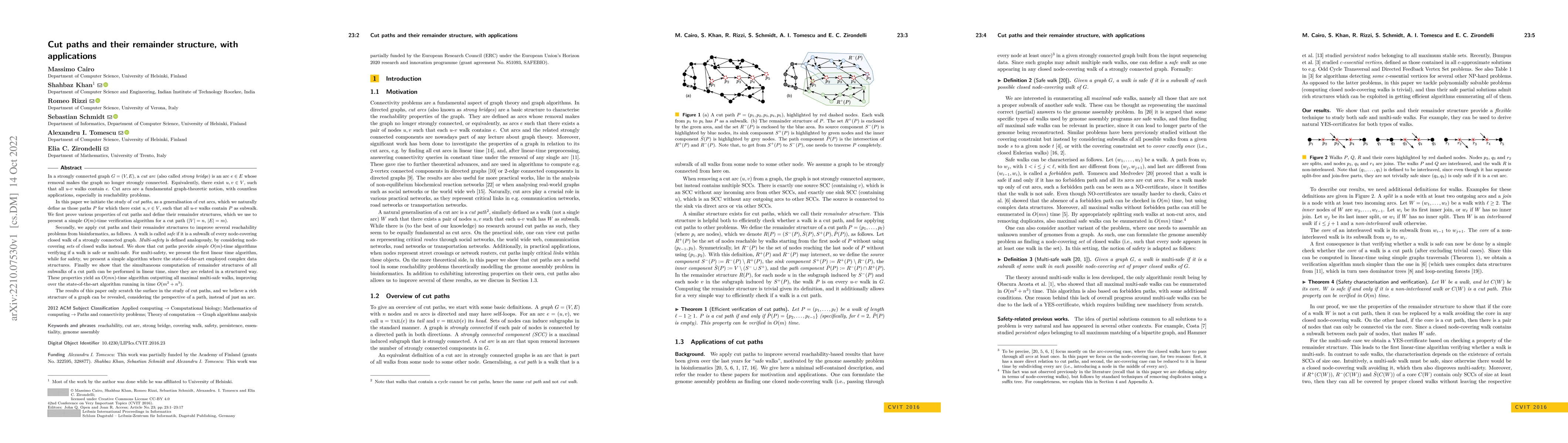 Thumbnail for Cut paths and their remainder structure, with applications
