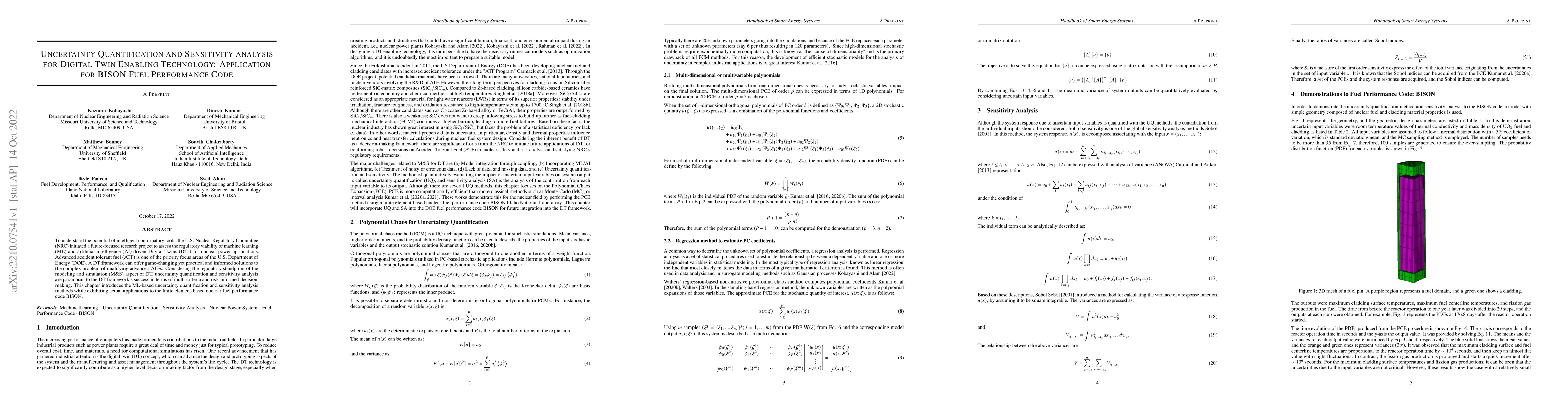Thumbnail for Uncertainty Quantification and Sensitivity analysis for Digital Twin
  Enabling Technology: Application for BISON Fuel Performance Code