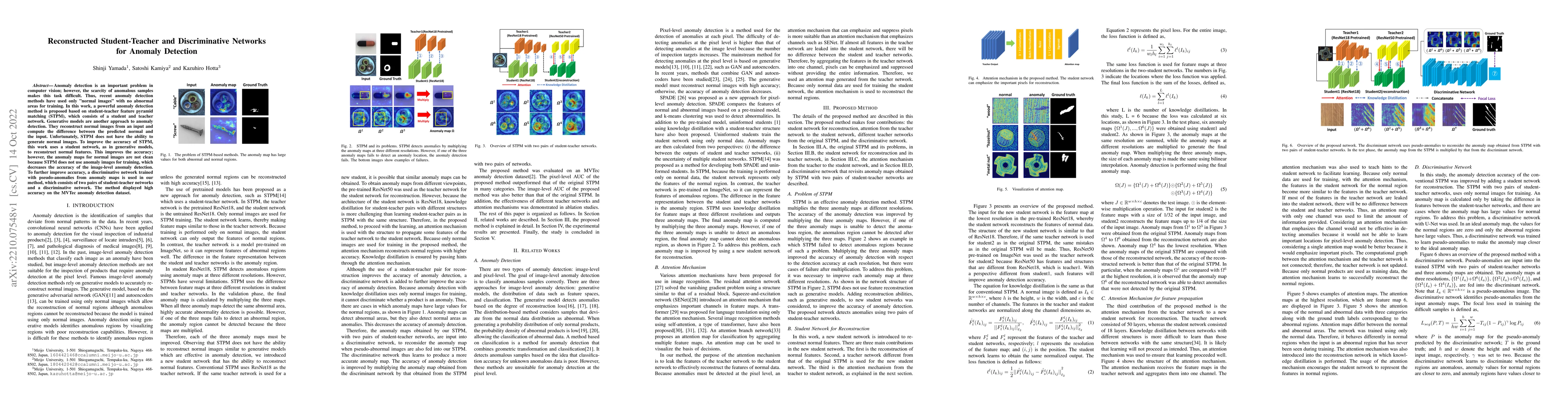 Thumbnail for Reconstructed Student-Teacher and Discriminative Networks for Anomaly
  Detection
