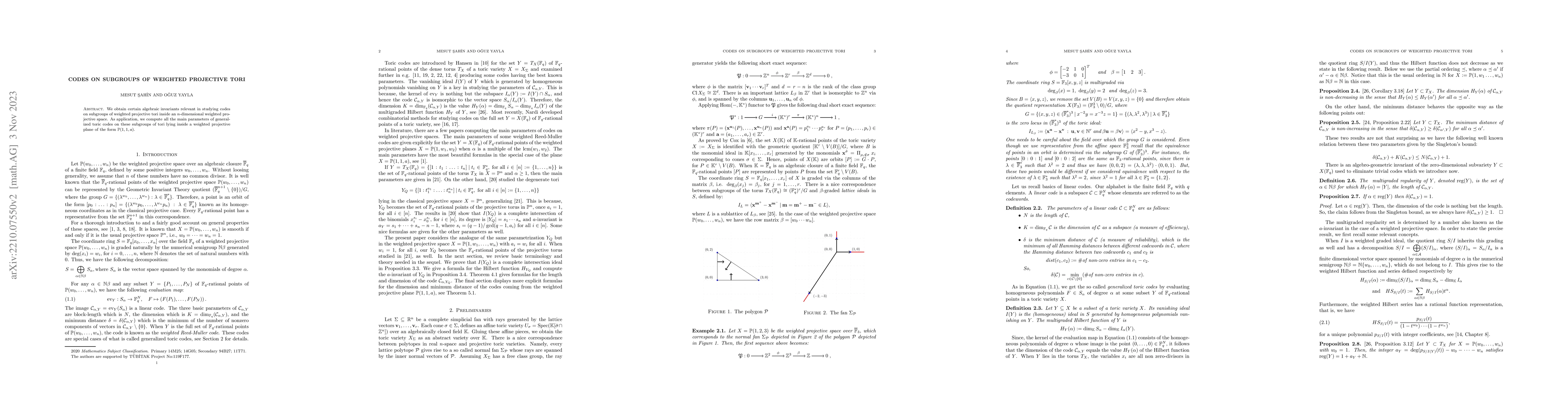 Thumbnail for Codes on Subgroups of Weighted Projective Tori