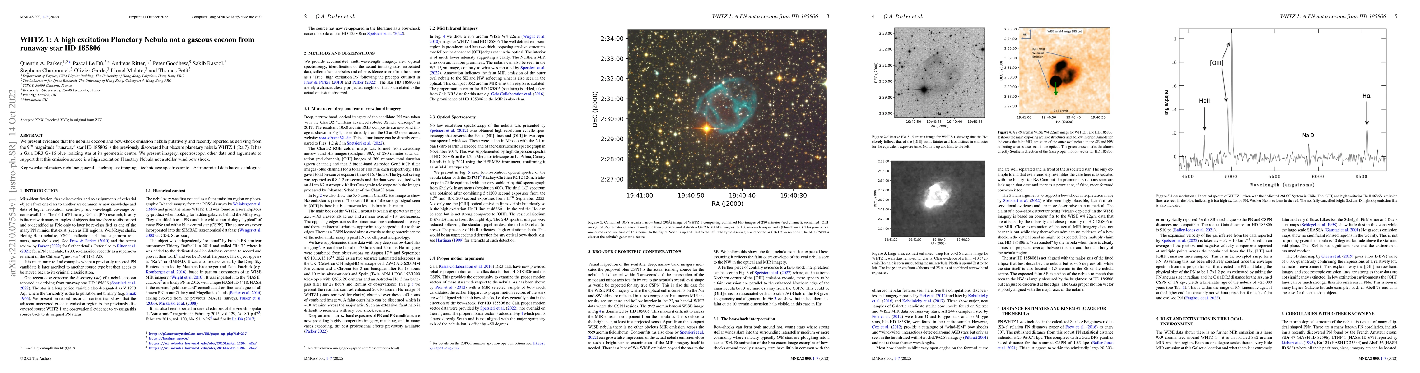 Thumbnail for WHTZ 1: A high excitation Planetary Nebula not a gaseous cocoon from
  runaway star HD 185806