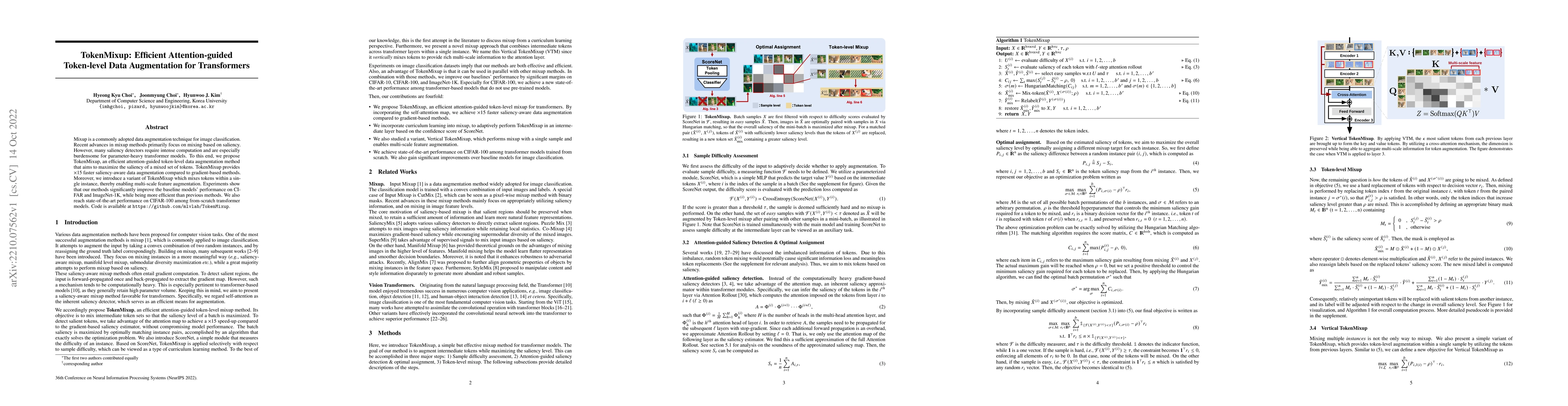 Thumbnail for TokenMixup: Efficient Attention-guided Token-level Data Augmentation for
  Transformers