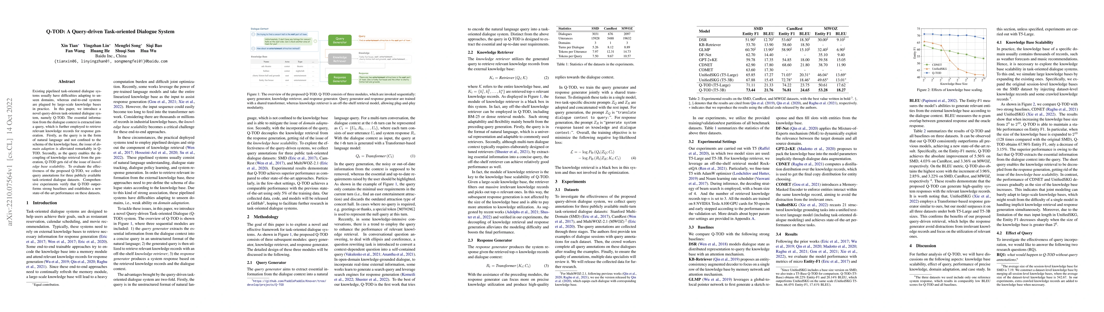 Thumbnail for Q-TOD: A Query-driven Task-oriented Dialogue System