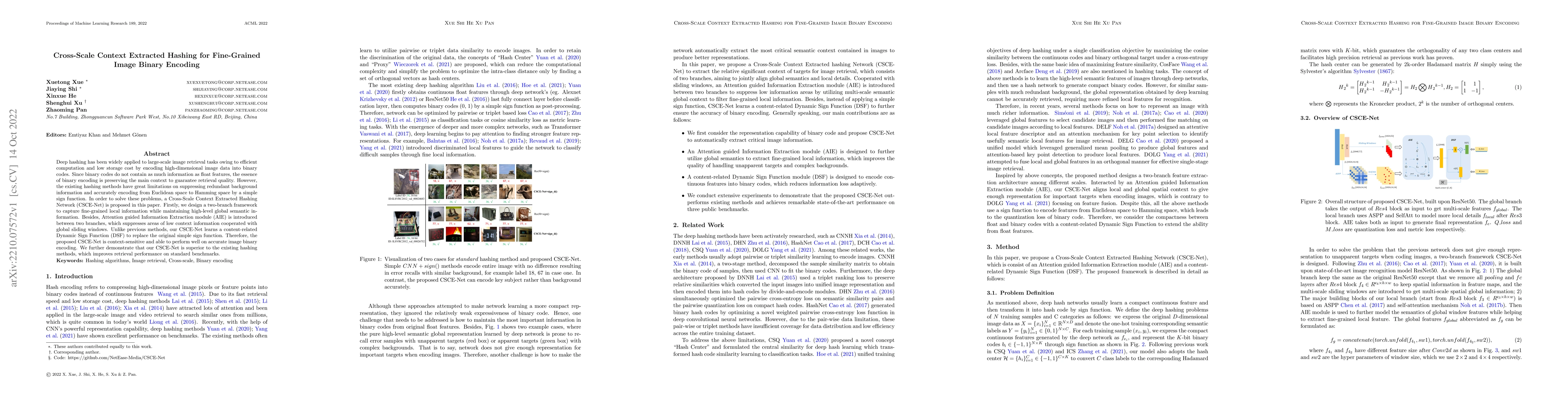 Thumbnail for Cross-Scale Context Extracted Hashing for Fine-Grained Image Binary
  Encoding