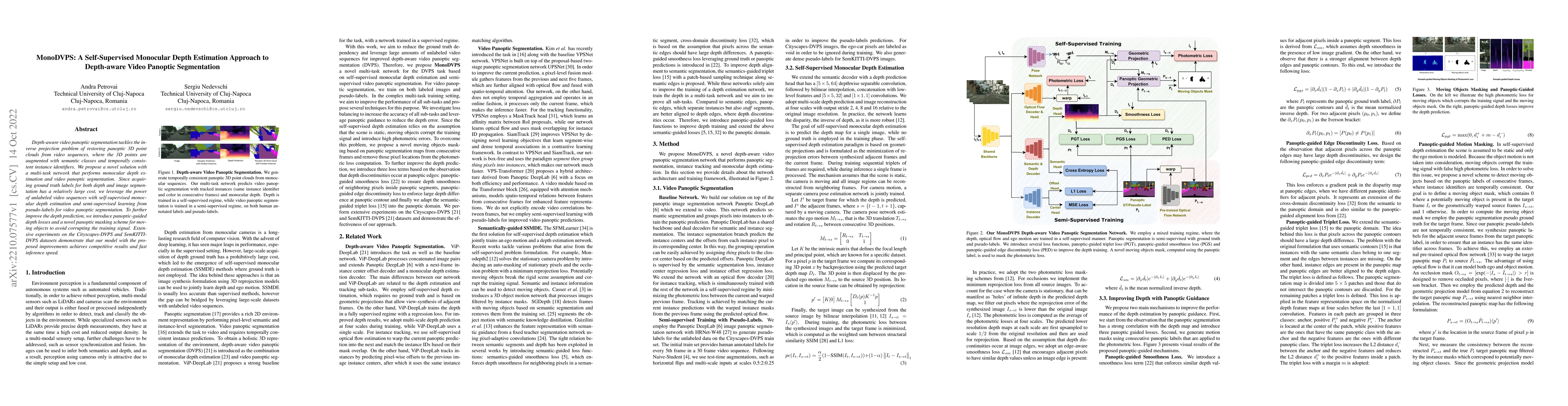 Thumbnail for MonoDVPS: A Self-Supervised Monocular Depth Estimation Approach to
  Depth-aware Video Panoptic Segmentation