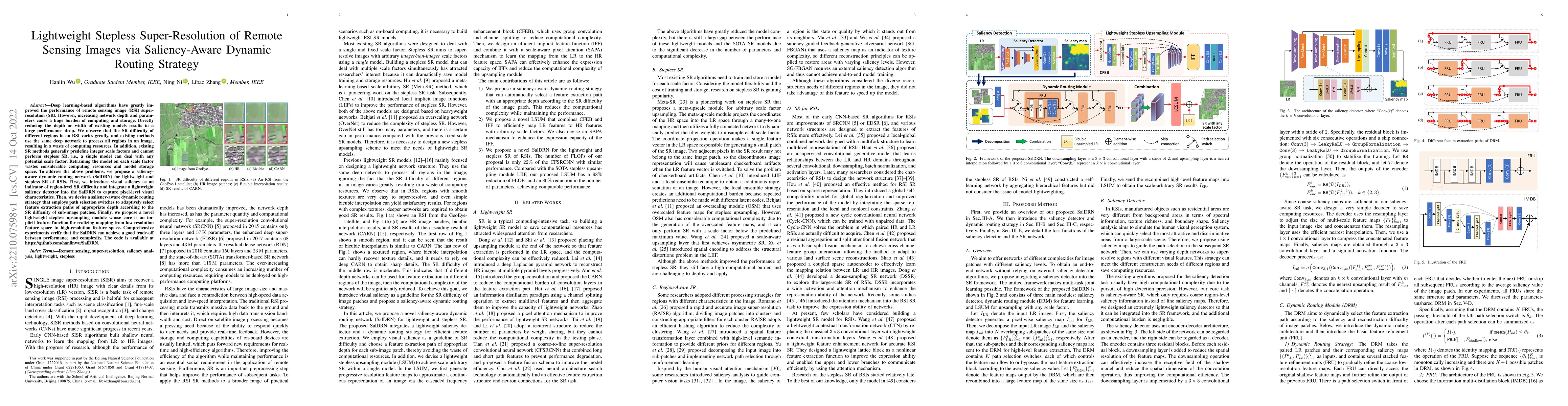 Thumbnail for Lightweight Stepless Super-Resolution of Remote Sensing Images via
  Saliency-Aware Dynamic Routing Strategy