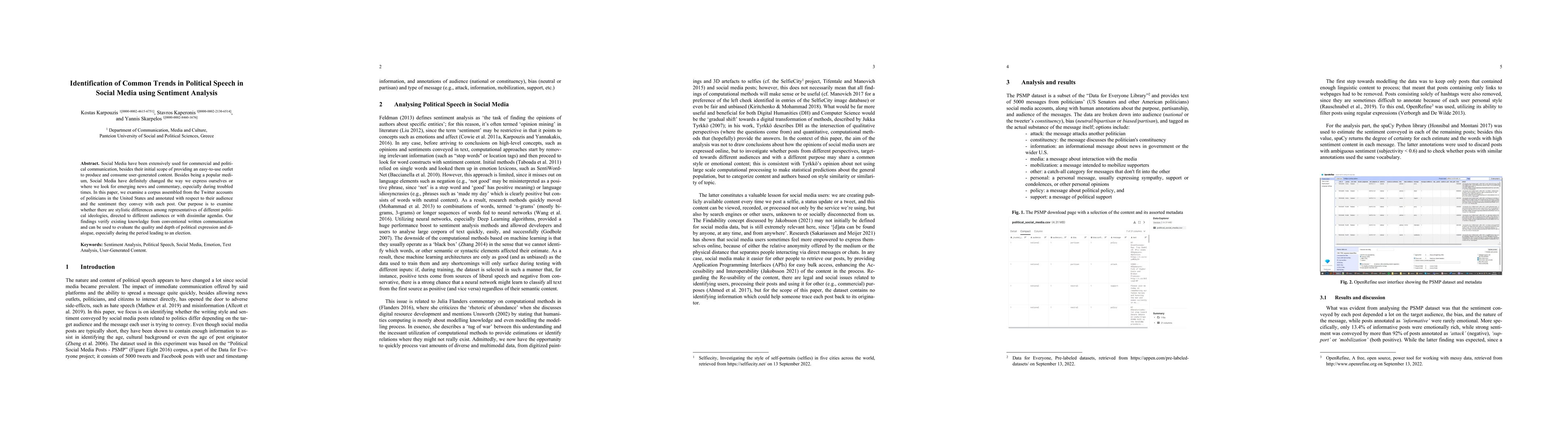 Thumbnail for Identification of Common Trends in Political Speech in Social Media
  using Sentiment Analysis
